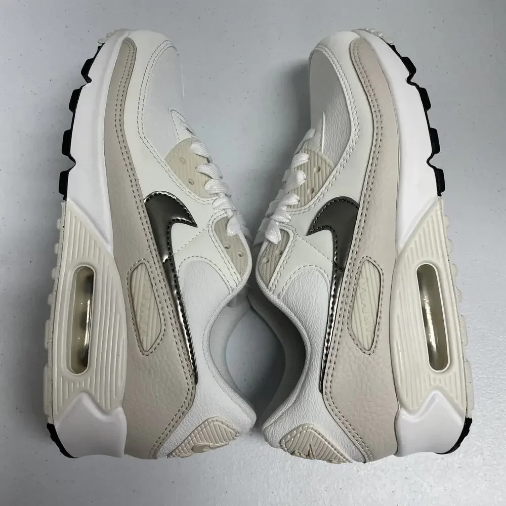 Nike Air Max 90 White Flat Pewter HM8128 101 Size 8 Women White Grey Leather